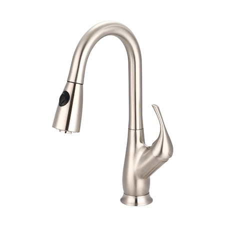 Pioneer Industries Single Handle Pull-Down Kitchen Faucet, Compression Hose, Nickel, Weight: 7.8 2LG250-BN
